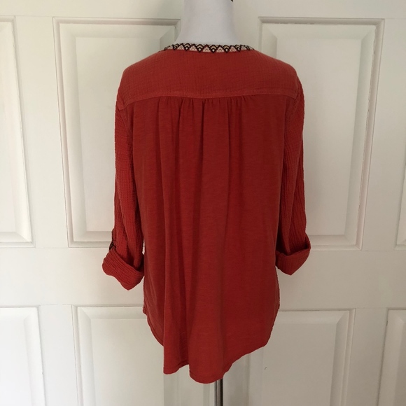 BOHO PEASANT BLOUSE EMBROIDERED GAUZY TUNIC - Picture 2 of 5